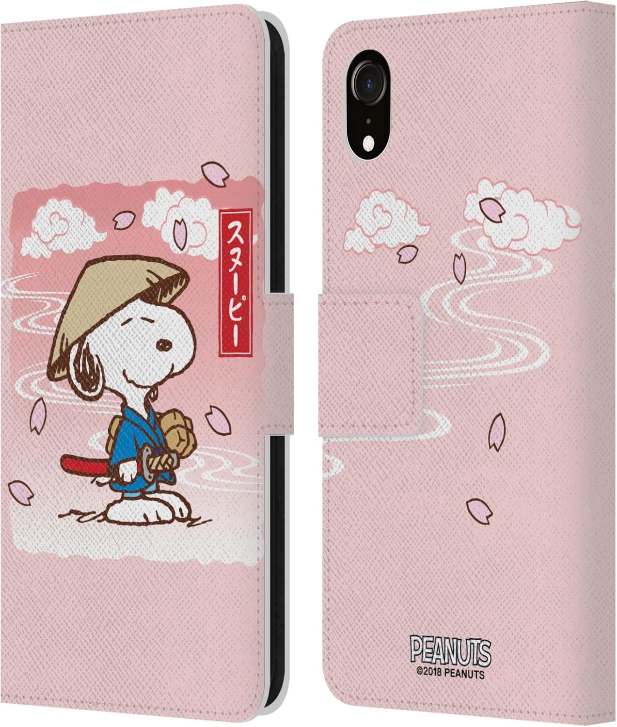 Head Case Designs Officially Licensed Peanuts Samurai Oriental Snoopy Leather Wallet Case Compatible with Apple iPhone XR