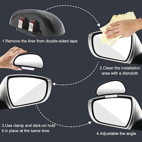 Miniatura 4 de Espejo de punto ciego, espejos retrovisores para automóvil, espejo auxiliar universal para automóvil, vidrio verdadero HD, espejo lateral auxiliar