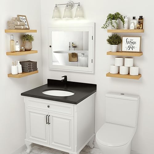 Miniatura 5 de Vivelove Estantes flotantes para montar en la pared, estante de 16 pulgadas para baño pequeño, dormitorio, sala de estar, cocina, decoración moderna