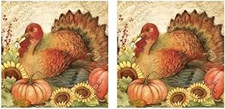 Thanksgiving Turkey 3-Ply Paper Cocktail Napkins 40-Count, Designer Barware Serviettes - Turkey Filigree