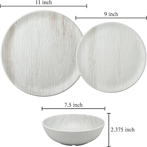 Miniatura 41 de UP ware Tuscany - Juego de vajilla de melamina de 12 piezas, juego de platos para exteriores, juegos de platos y cuencos, servicio para 4