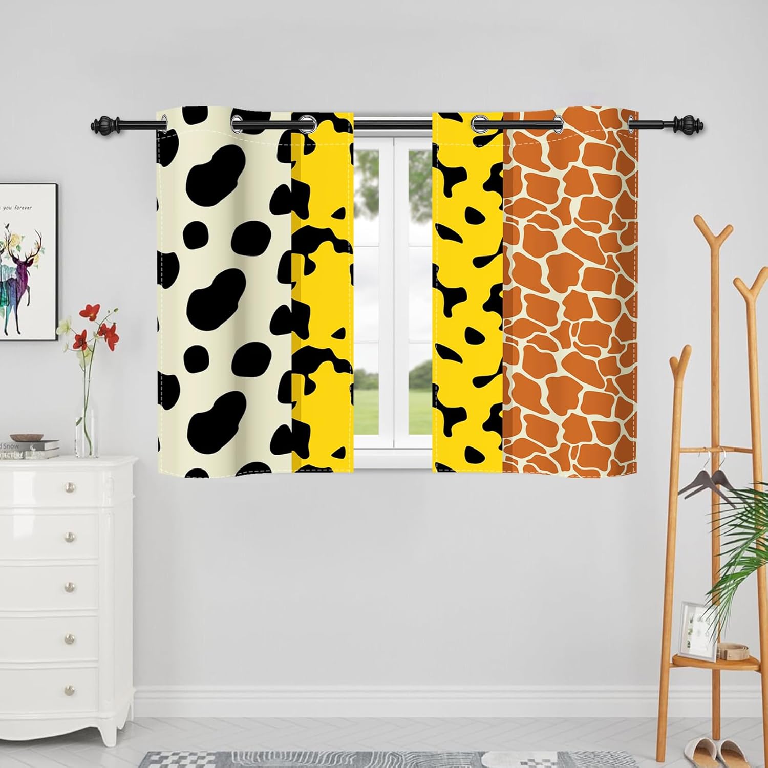 Renaiss Leopard Print Window Curtains Wild Animals Print Blackout Drapes African Tropical Fierce Skins Grommet Window Treatments for Bedroom Living Room Decorative Curtains 42x63 Inches x 2 Panels