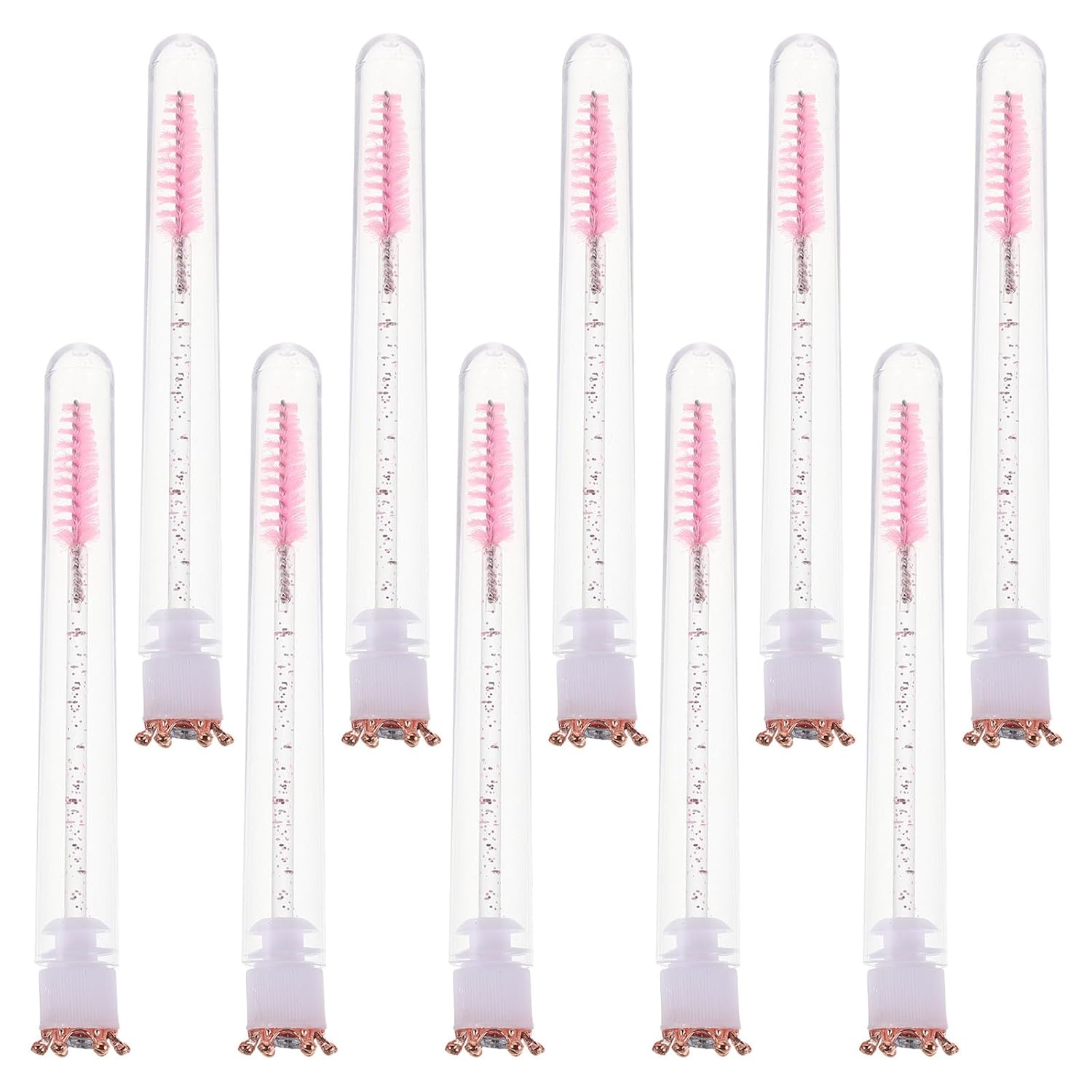 10pcs Crown Pink Crystal Mascara Brush with Tube Refillable Plastic