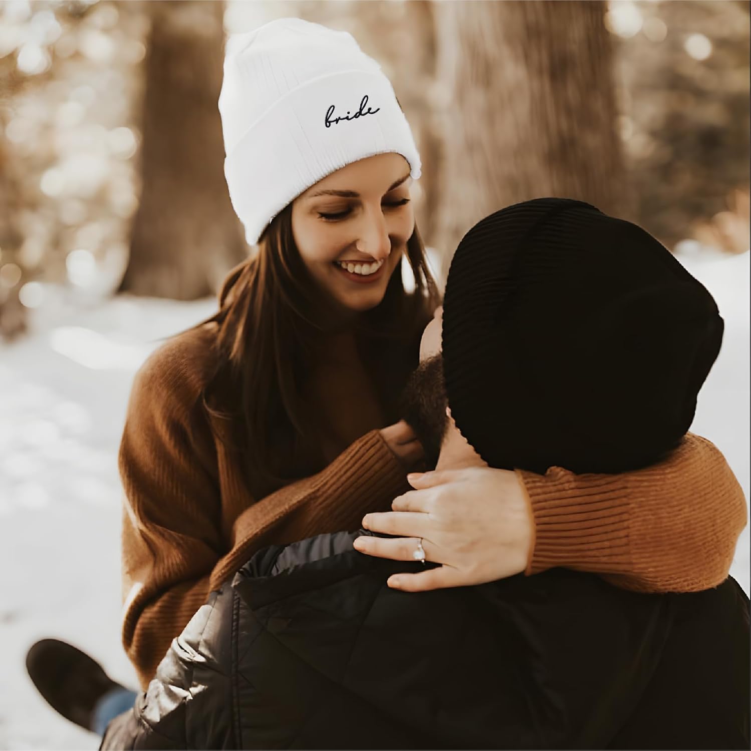 Mr and Mrs Beanies Engagement Gift，Wedding Gifts for Couples,Bride and Groom Hats for Honeymoon Essentials - Image 7