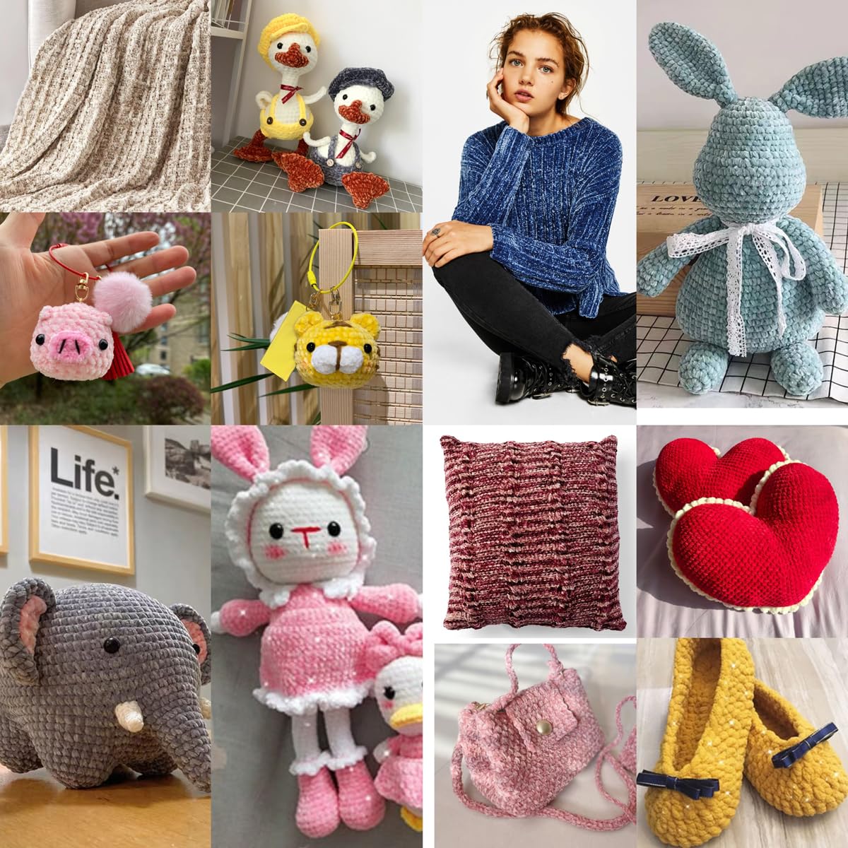 Lot De 12 écheveaux Fil Chenille - 1500m Fil Velours Doux - Pour Crochet Amigurumi Et Couverture Bébé