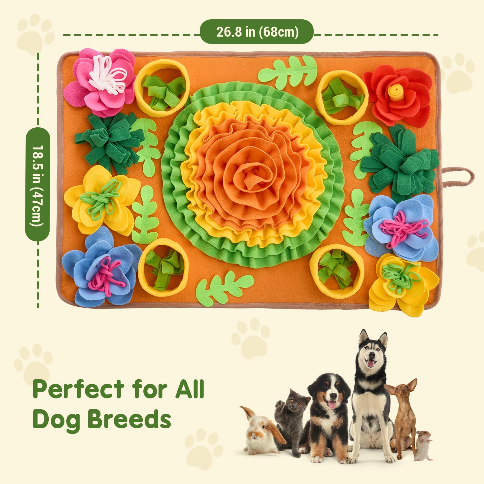 AVONT 犬用 おもちゃ 嗅覚マット 大型 宝探しゲーム 花柄 洗濯機対応 留守番 噛む防止 ペット用グッズ