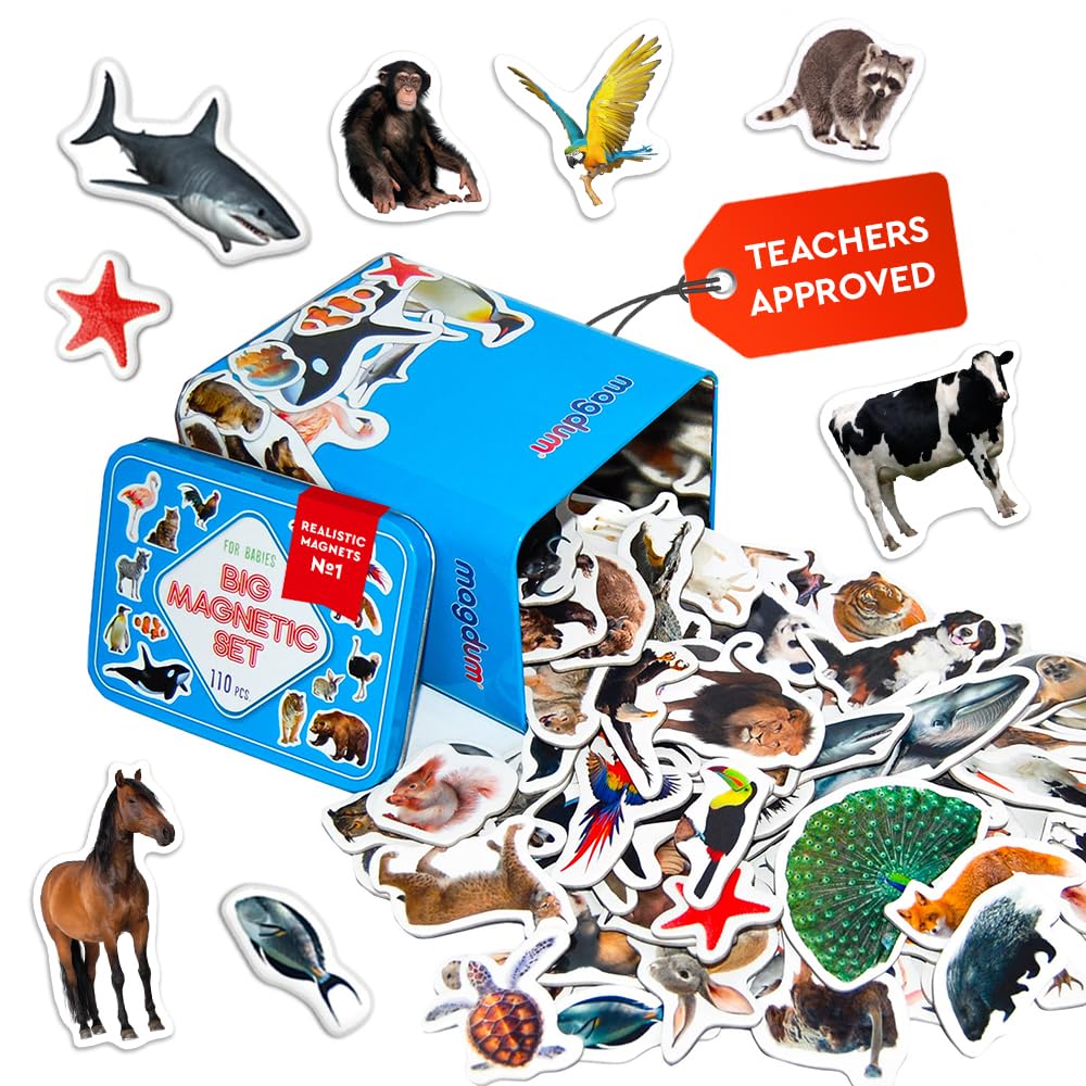Fridge Magnets for Kids MAGDUM SET FARM+ZOO+SEA+BIRDS+FOREST Animal Magnets - 110 Kids Fridge Magnets Fridge Magnets for Toddlers Magnetic Animals Magnets Toys Toddler Magnet Toys Baby Preschool Toys