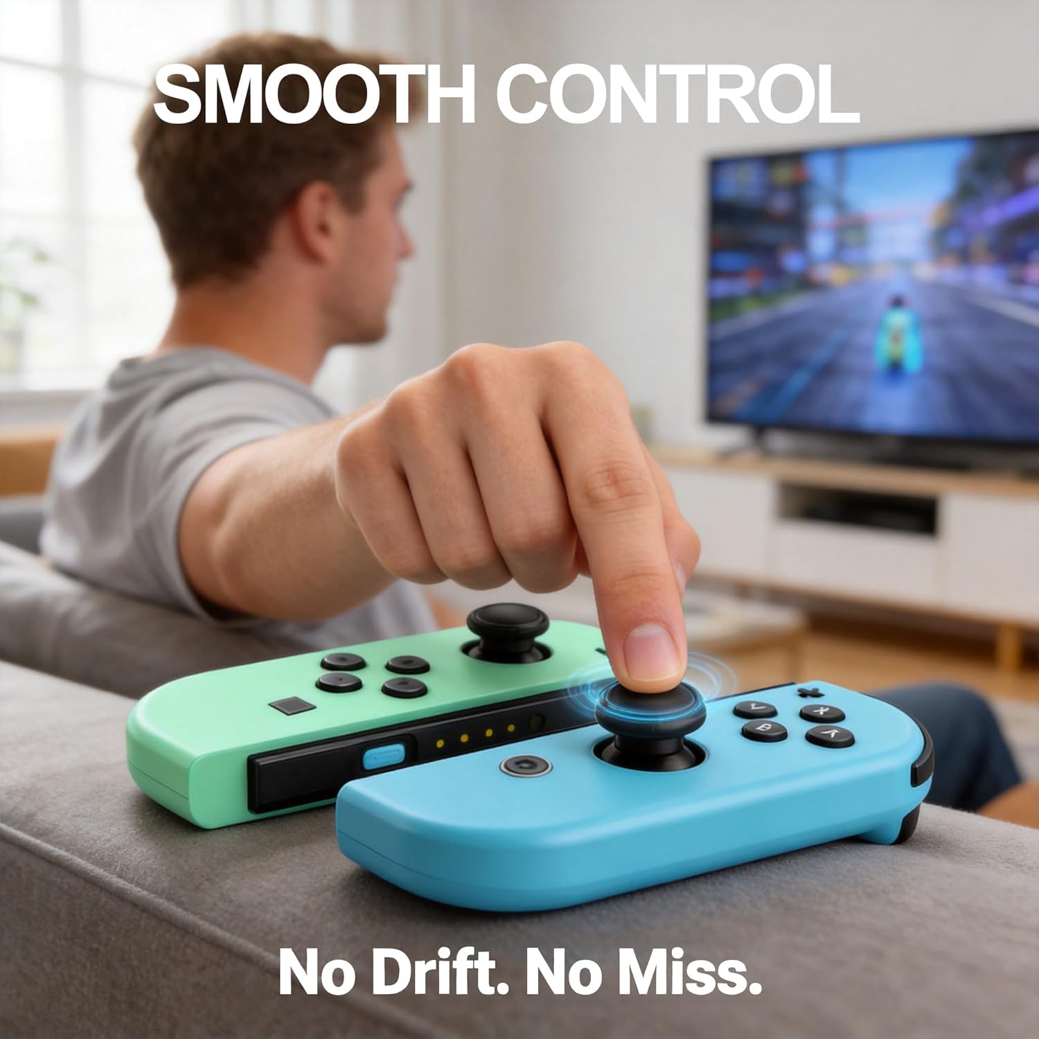 SWTOTK Switch Controller Bundle for Oled Lite,Wireless Joy Remote Controllers with No Drift Hall Effect Joysticks,Motion Control,2-in-1 Best Budget Cons with Charging Dock 4-Slot,One Blue 1 Green