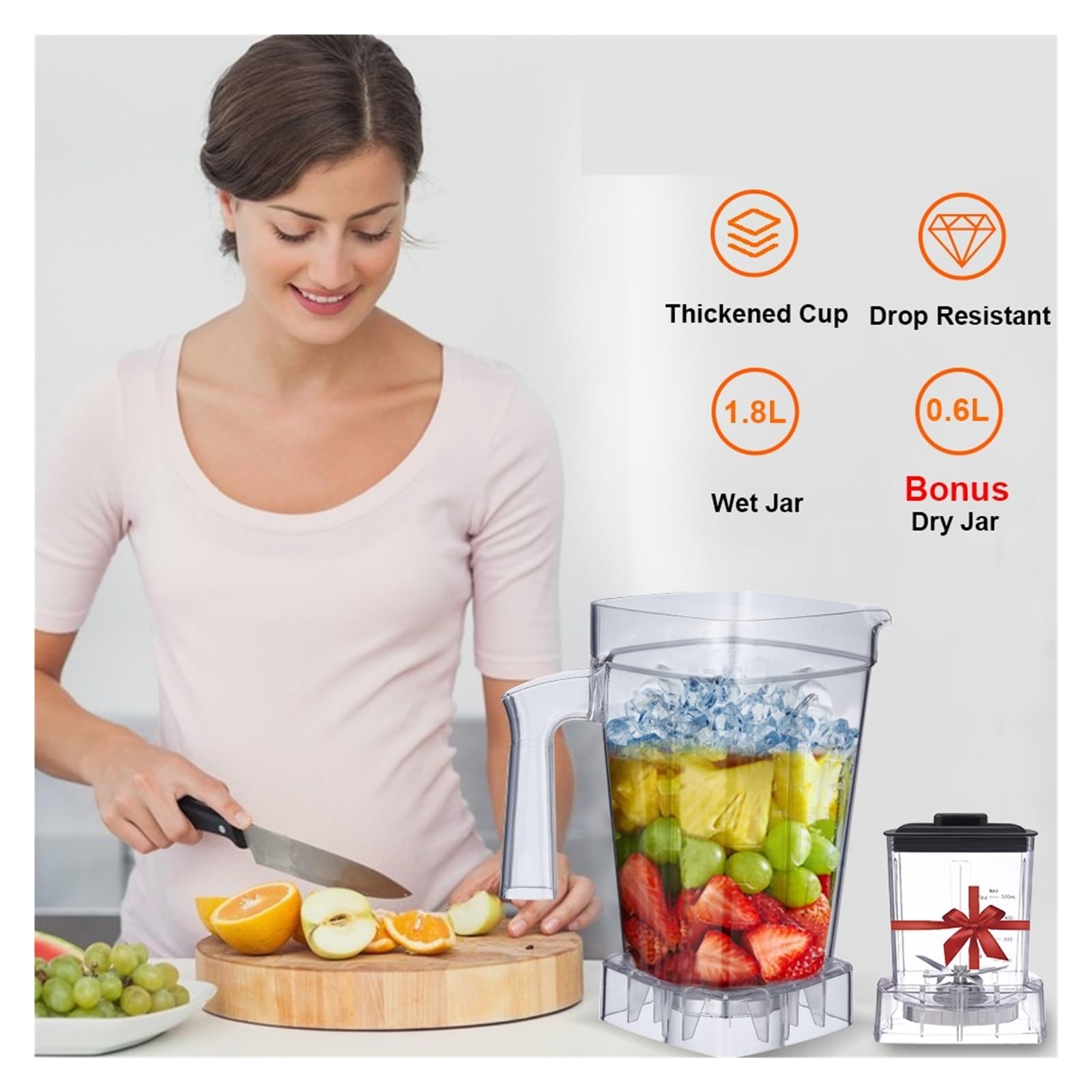 2-częściowy mikser kuchenny o dużej mocy 1800 W, 1,8 l i 0,6, do smoothie, z dwoma dzbankami sokowirówką wysokiej wydajności Szybkie Wydajne Miksowanie(G5001 RED)