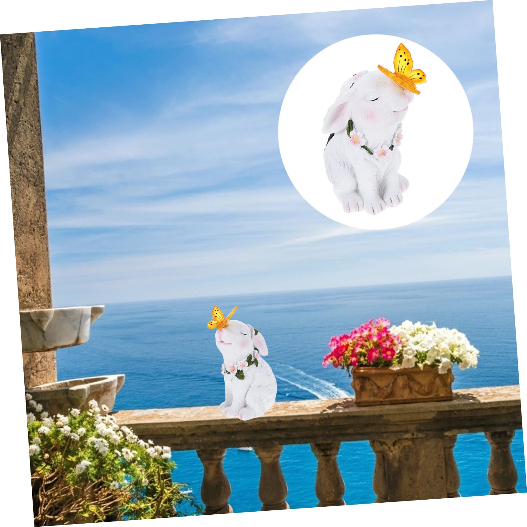 Toyvian Statue De Lapin Résine Figurine De Jardin Décoration Animaux Ornement De Lapin Petite Statue