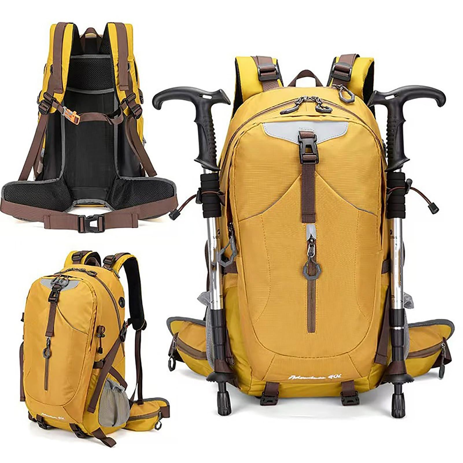 TY&WJ Zaino da Trekking 40L Traspirante, Grande Zaini da Viaggio Impermeabile con Telaio Rimovibile per Uomo E Donna Alpinismo