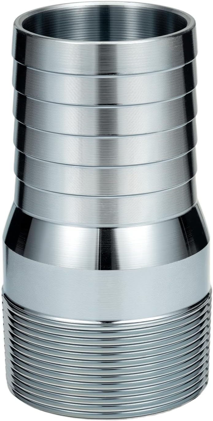 EASTRANS Combination (KC) Nipple Fitting, 2″ Hose Shank x 2″ Male NPT Hose Coupling with 1 Camp, Zinc Plated Steel Thread Coupler