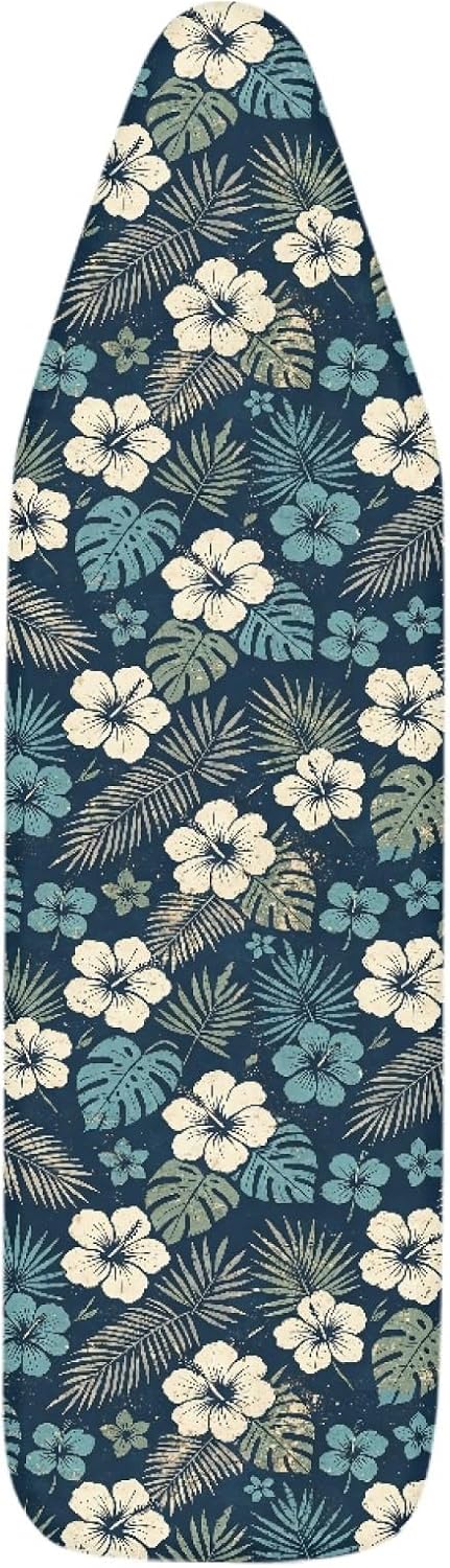 Flowers Ironing Board Cover,16"x55" Standard Ironing Board Cover with Elastic Edge and Hook and Loop Fasteners, Scorch & Stain Resistant, Polyester Home Ironing Board Covers, Urban Flower