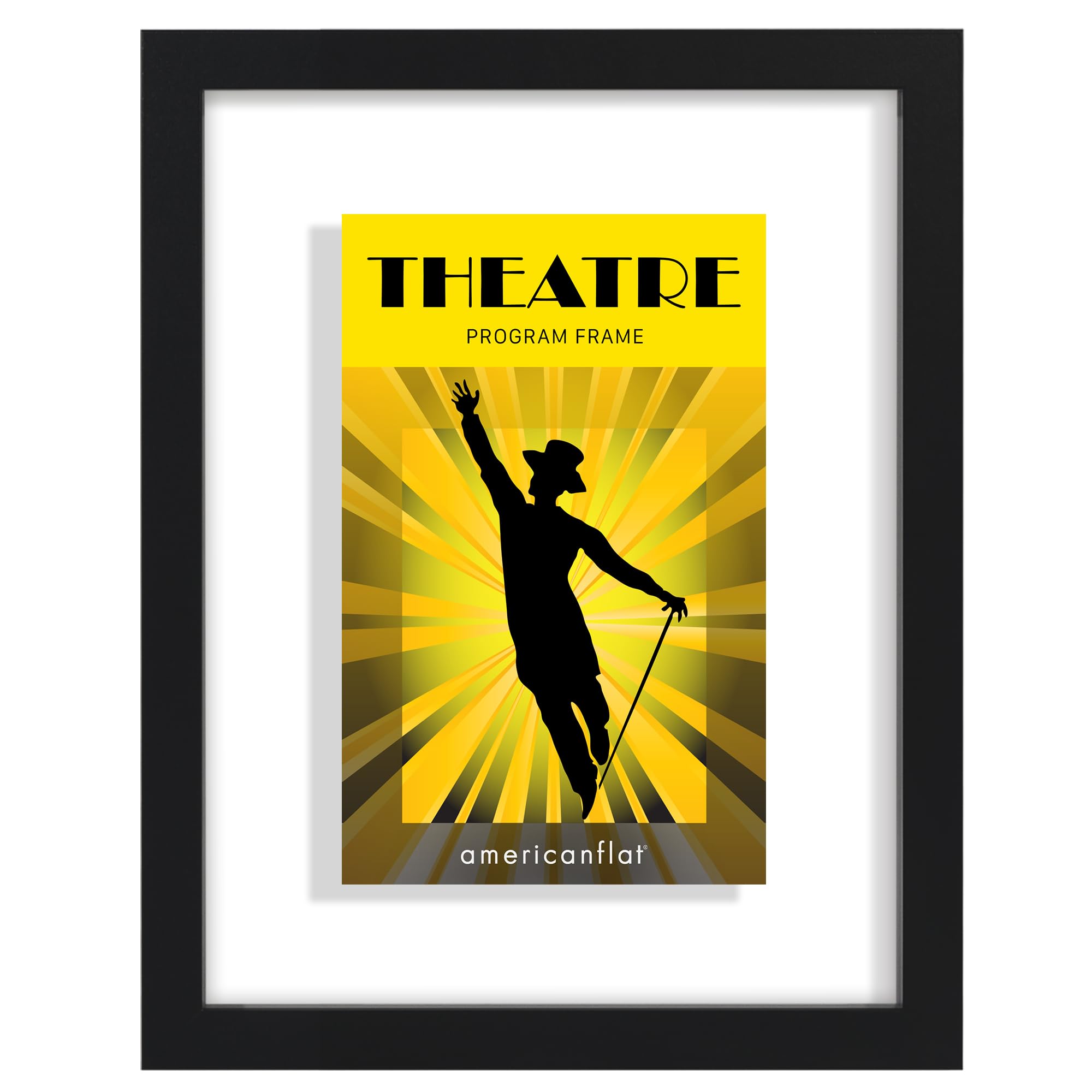 Americanflat 9.5x12.5 Playbill Frame with Shatter-Resistant Glass - Signature Float Collection - Engineered Wood Molding - Floating Frame for Wall