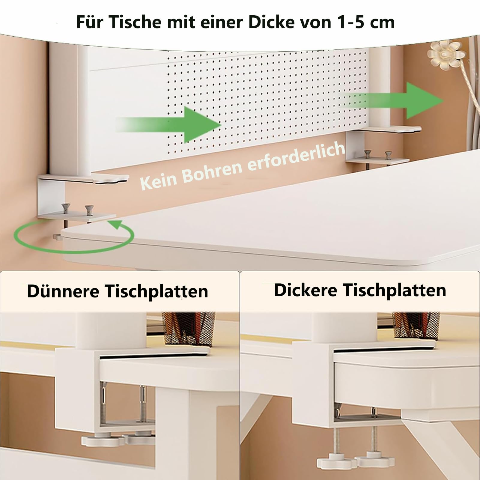 Klemmbare Schreibtisch-stecktafel-Regal, Büro Computer Schreibtisch Zubehör Organizer Schreibtischregal mit 2 Ebenen, Desktop Organizer für Zuhause Büro oder Wohnheim (80 cm)