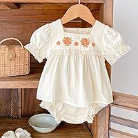 Vista 5 de Mameluco de lino para niña pequeña, vestido de manga hinchada con burbujas florales, ropa para recién nacidos, vestido de ciervo de Navidad