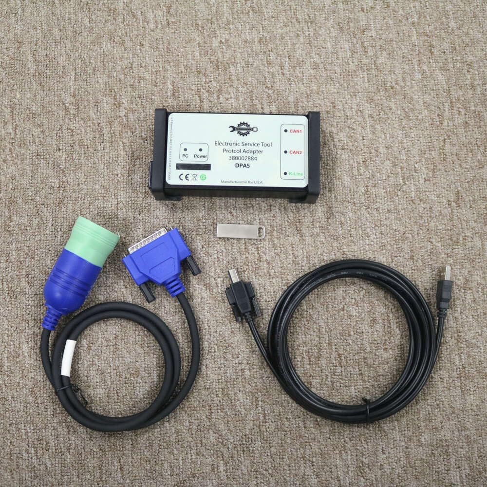 for 380002884 DPA5 Truck Diagnostic Scanner Tool USB Bluetooth Dearborn V8.6 V9.8, Applied to New Holland Supporting J2534 Truck K-LINE Cable EST