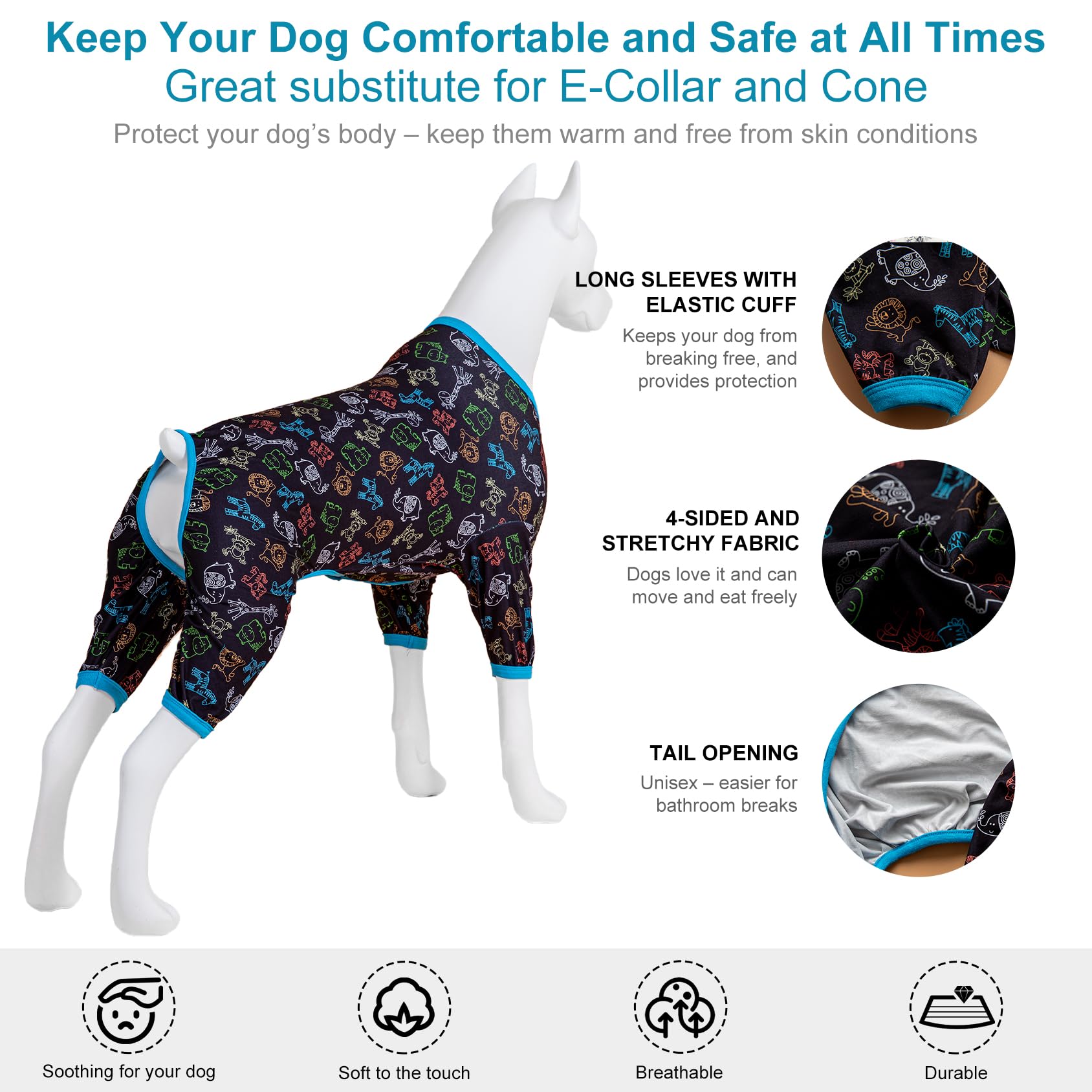 Hunde-Body Für Große Rassen – Krokodil-Druck, Leichtes Stretch-Material, Mit Knöpfen, Größe 2XL