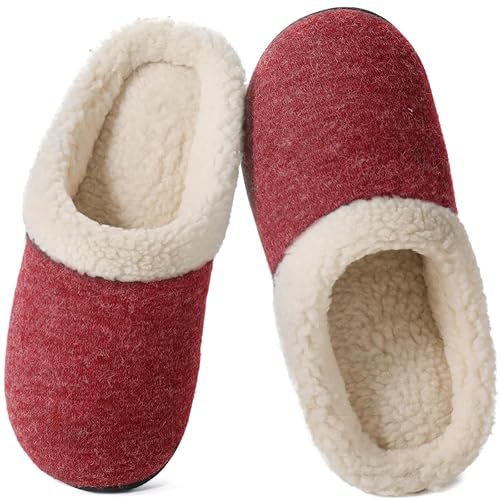Wishcotton Women's Fur Fleece Slippers with Cozy Memory Foam, Ladies