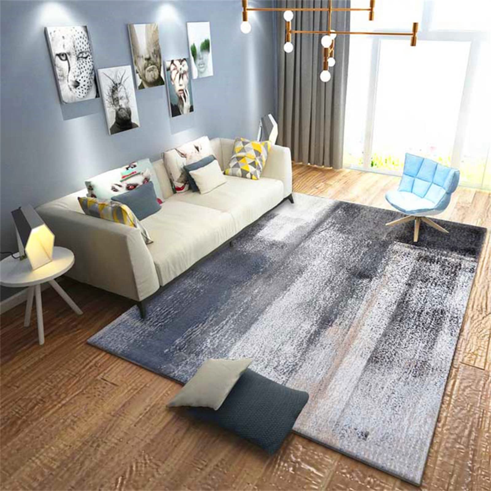 Tapis salon design moderne gris 180x250cm idéal pour deco chambre garcon