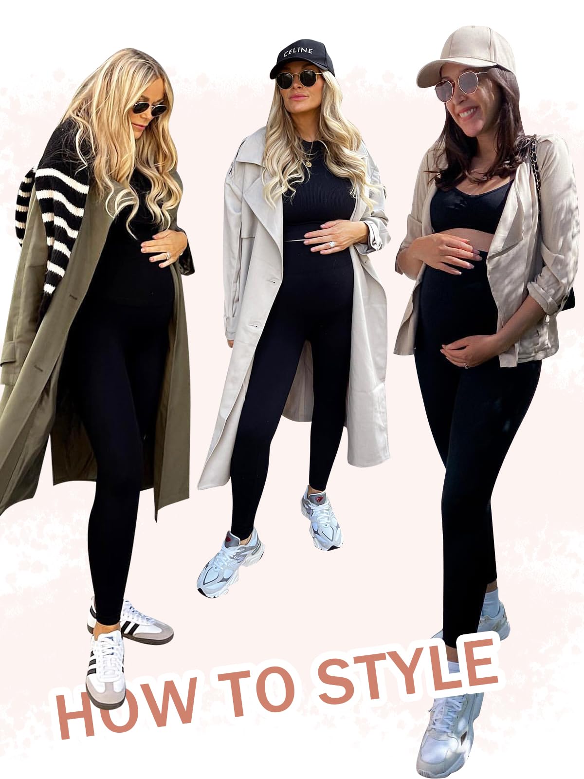 Leggings premaman sopra la pancia, pantaloni da donna a vita alta per gravidanza, allenamento attivo, con tasche, confezione da 1 e 2