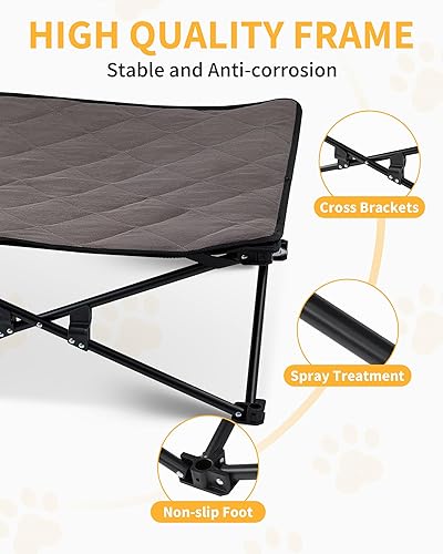 Miniatura 6 de KingCamp Cama elevada para perros con alfombrilla de dormir lavable separada, grande, plegable para mascotas, para exteriores, marco duradero, malla