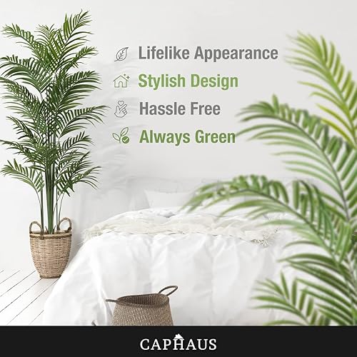 Miniatura 6 de CAPHAUS Palmera artificial en maceta de 6 pies, planta de palma falsa realista para interiores y exteriores, resistente a los rayos UV, árbol