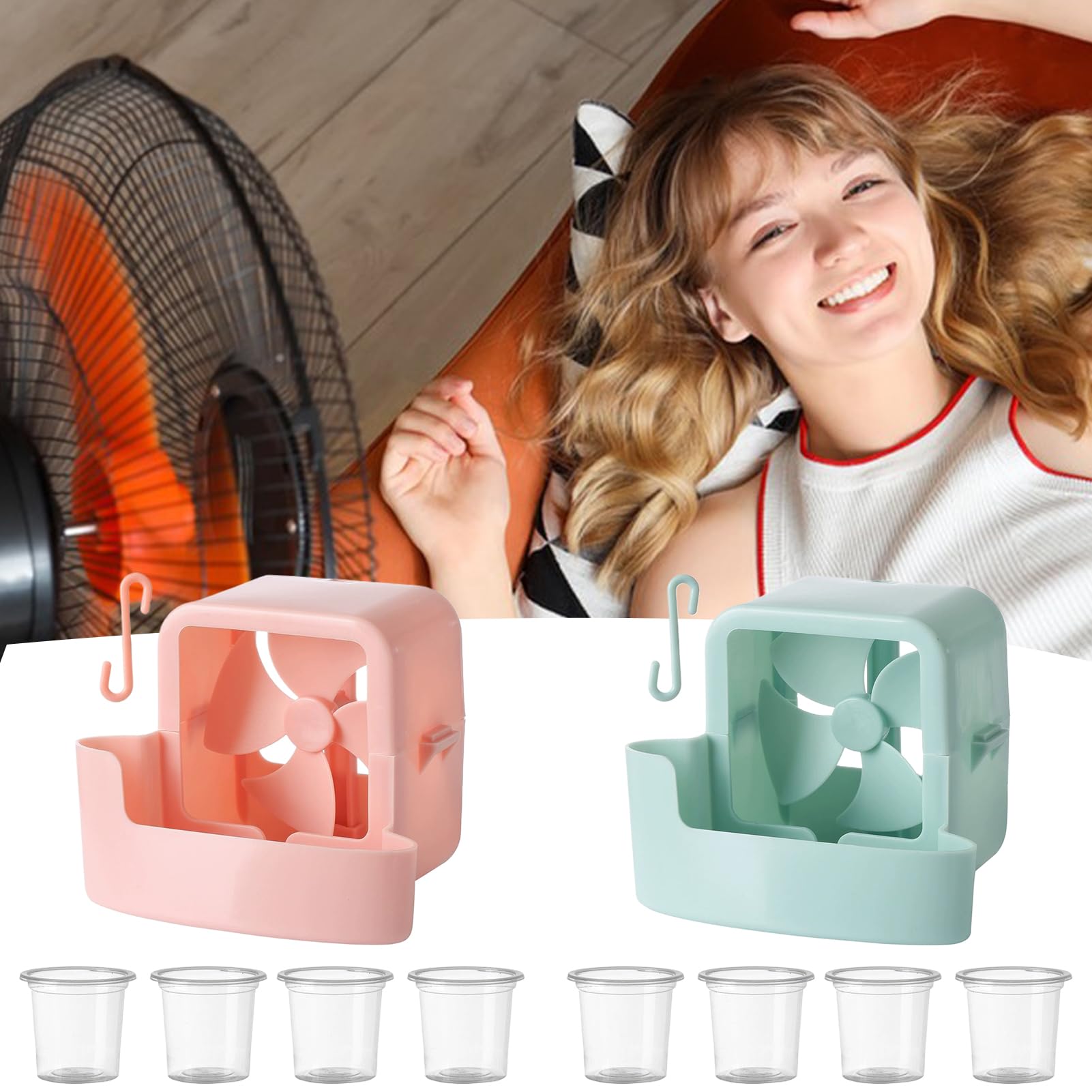Ventilator Eisbox Aufsatz | Elektrischer Ventilator Eishalter mit Haken - Tragbares Kühlgerät für Outdoor Küche Wohnheim Indoor Sommer Balkon Schlafzimmer Terrasse