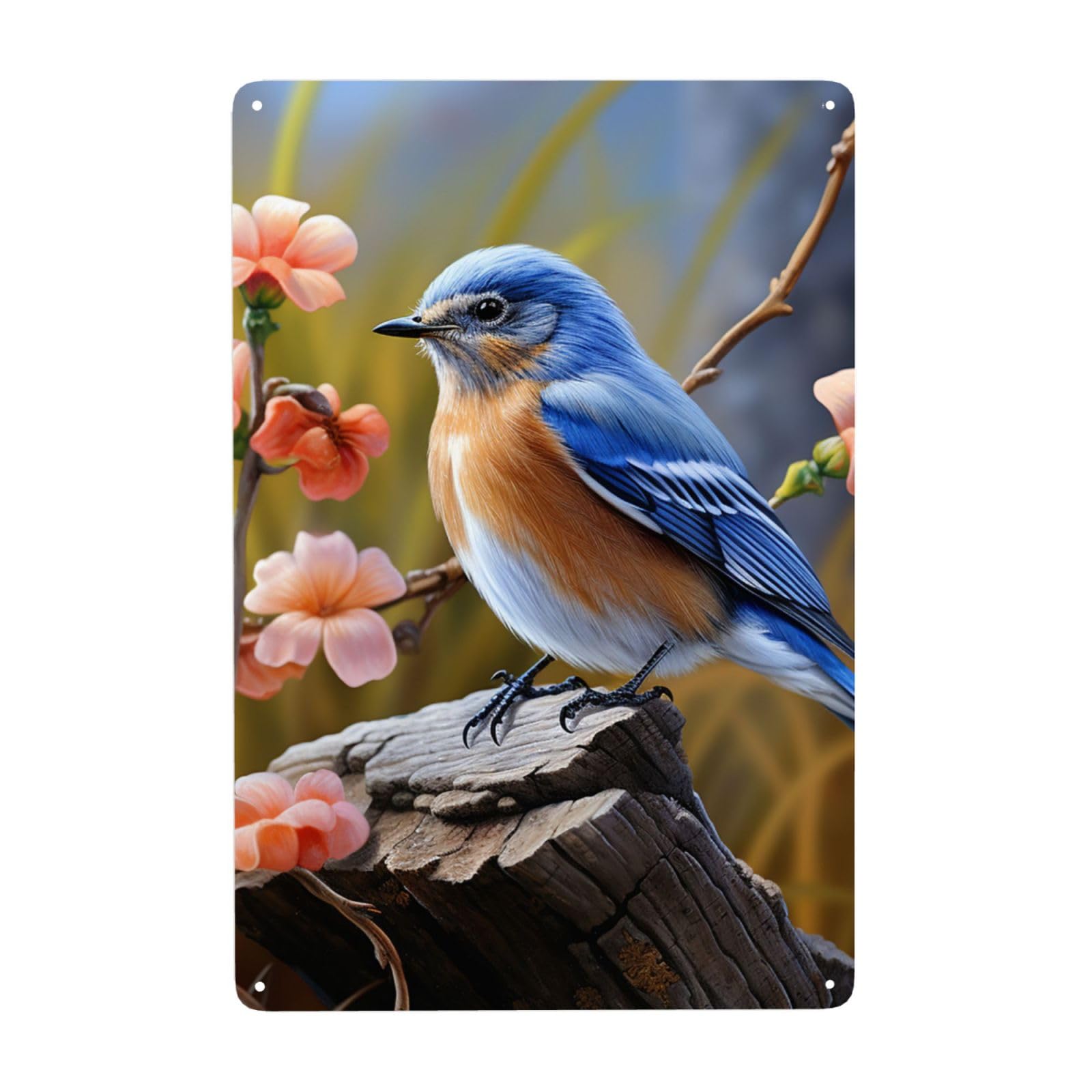 Fodpand White Vintage Tin Signs Metal Retro Wall Art Decor - Wall Hanging Decorative Plaque 8X12 Inch, Eastern Bluebird Metal Signs For Home Yoga Cafes, Funny Metal Poster For Gifts
