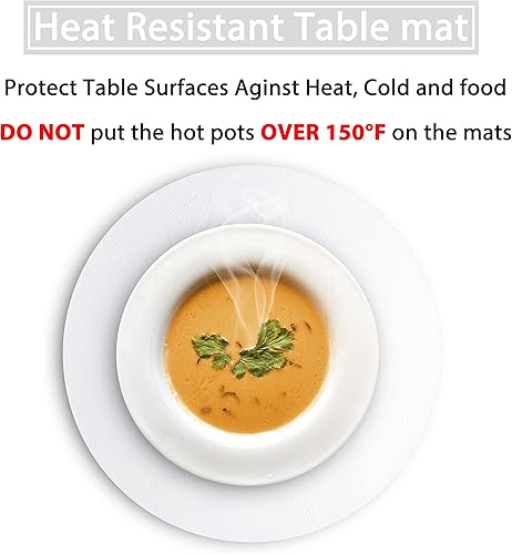 Miniatura 6 de Jovono - Juego de manteles individuales y portavasos redondos 4 manteles y 4 portavasos de piel sintética de doble costura diámetro de mantel de 13