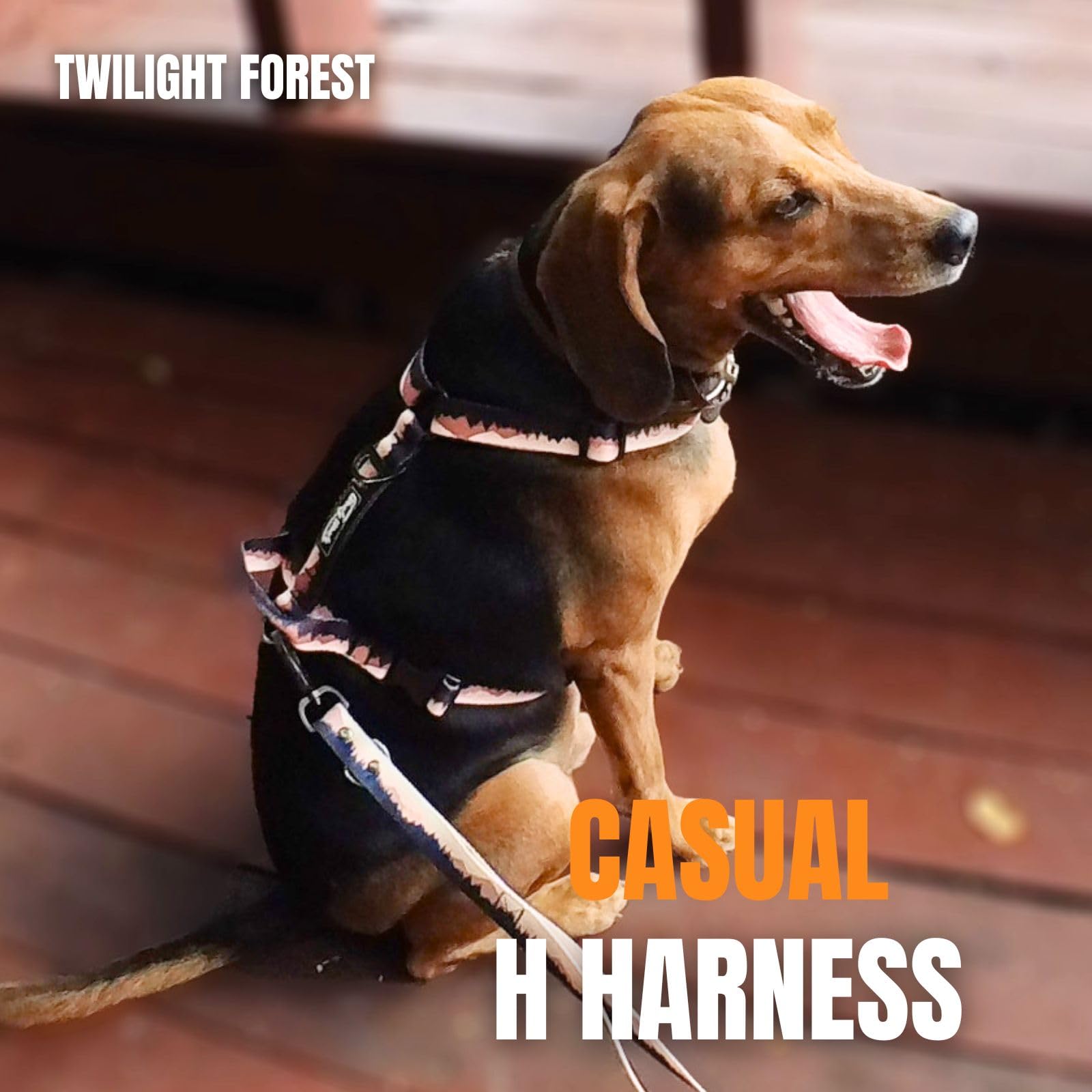 Casual H Arnés para perro, arnés para mascotas sin tirones con 2 clips de correa, color degradado bosque crepúsculo, chaleco acolchado suave ajustable para perros pequeños, medianos y