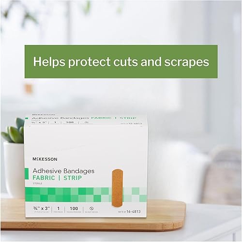 Miniatura 5 de McKesson Vendajes adhesivos, estériles, tira de tela, 34 in x 3 in, 100 unidades, 1 paquete