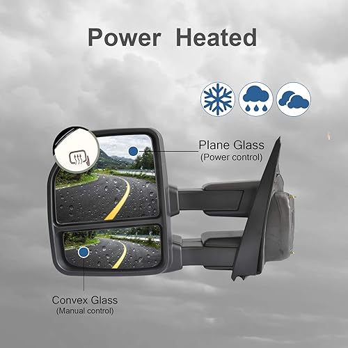 Miniatura 3 de Espejos de remolque aptos para camioneta Ford F150 2016 2017 2018 2019 2020 camioneta descongelación calefacción lámpara de señal de giro sensor de