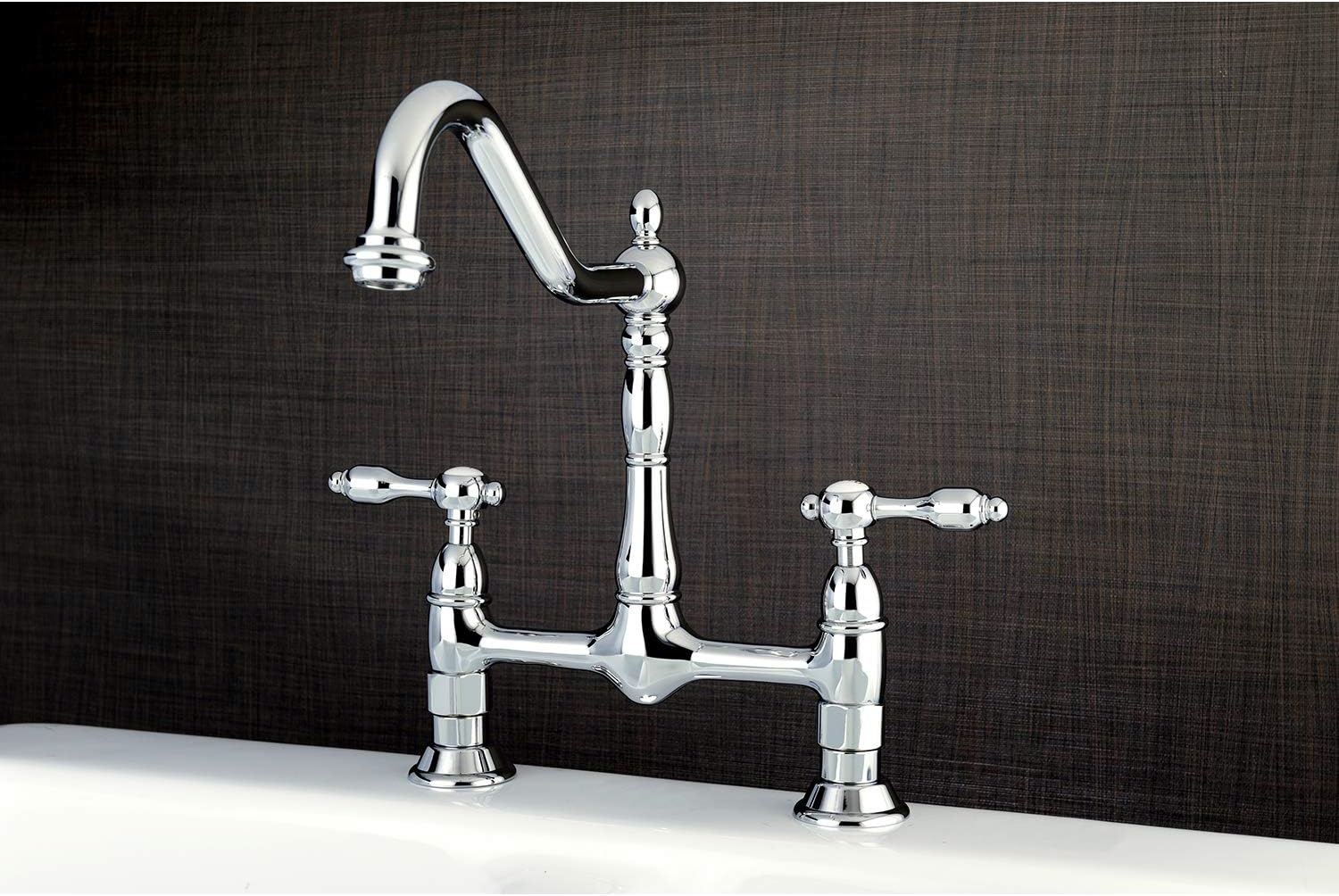 Kingston Brass KS1171TAL Tudor Bridge Kitchen Faucet, Polished Chrome