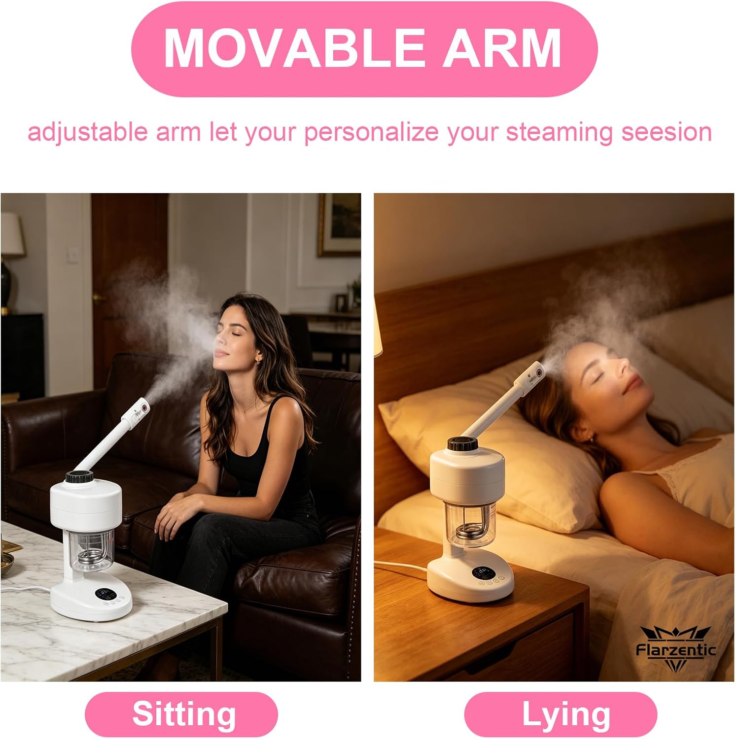 Desktop Facial Steamer with 360° Adjustable Arm