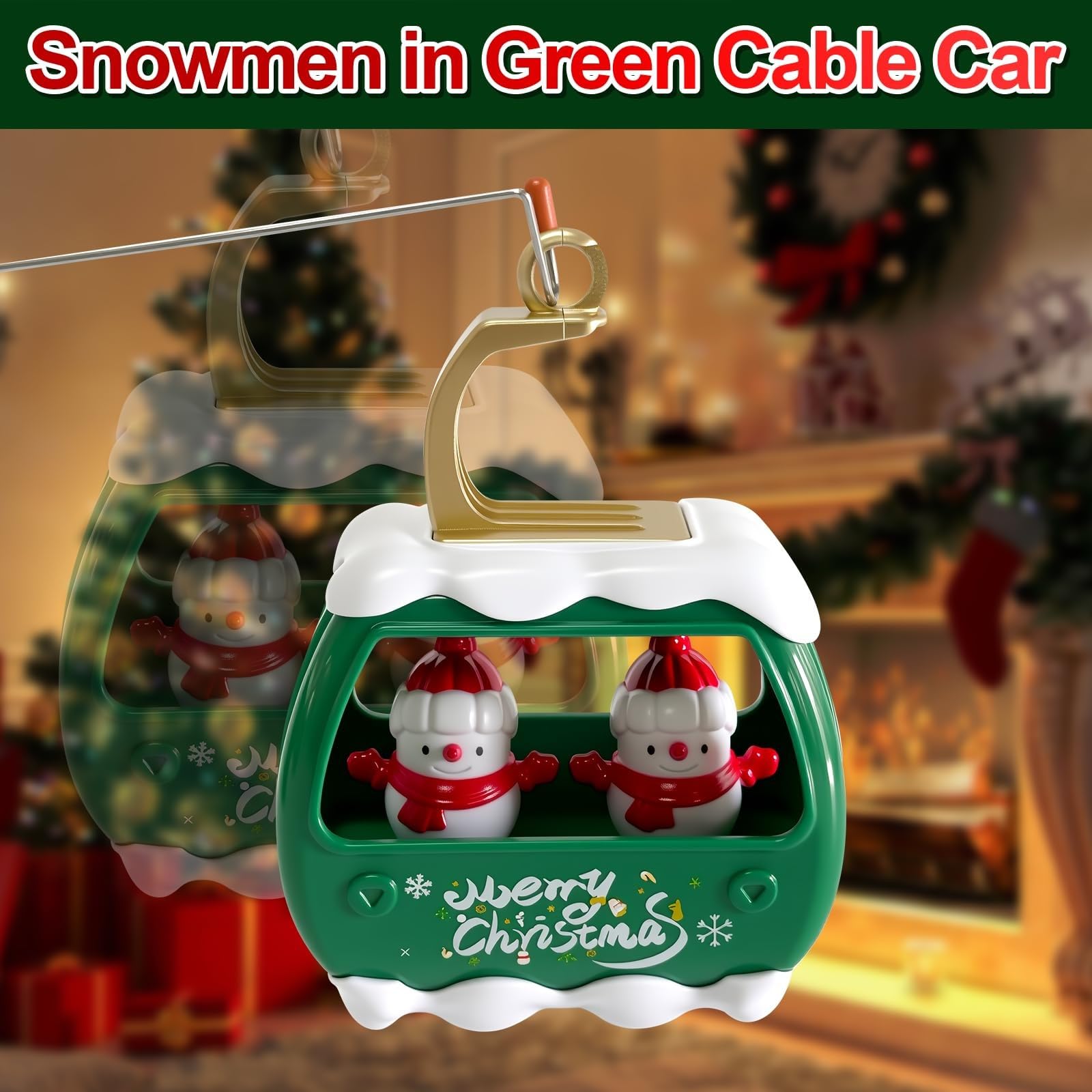 Juguete de Papá Noel dinámico participativo para árboles con ciervos cantando reubicación, ferrocarril, iluminación blanca cálida, acción USB, propulsado por USB, decoración dinámica de Papá