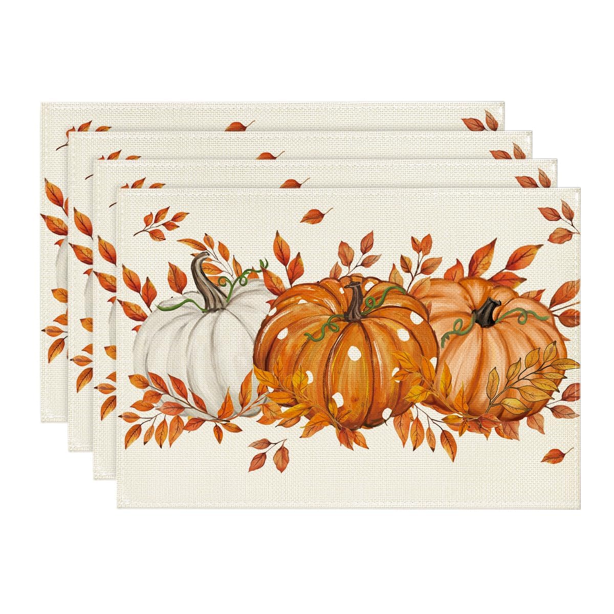 Artoid Mode Polka Dot Pumpkins Leaves Autumn Placemats 30 x 45 cm Set of 4