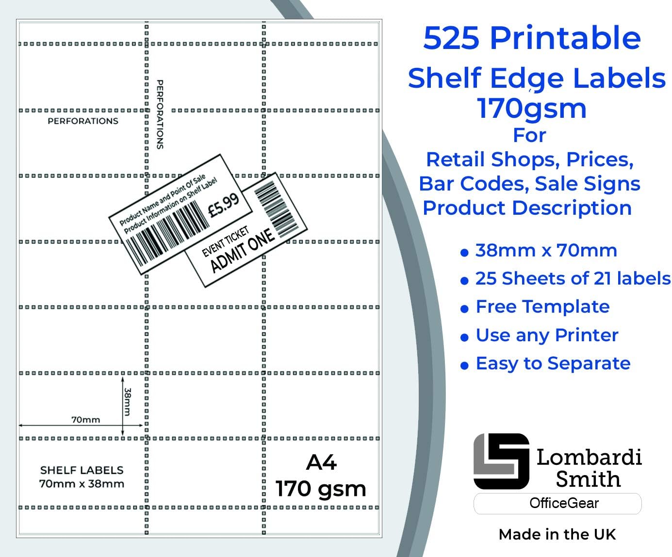 OfficeGear Shelf Edge Barcode Price Ticket Labels 21-up [25 Sheets - Image 3