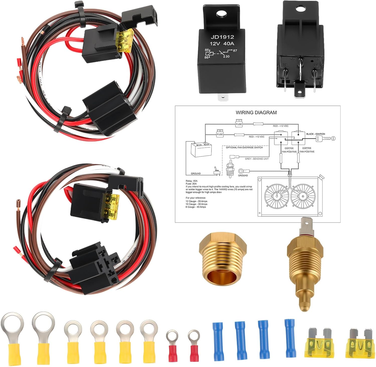 GEARZAAR Dual Electric Fan Relay Kit, Radiator Electric Fan