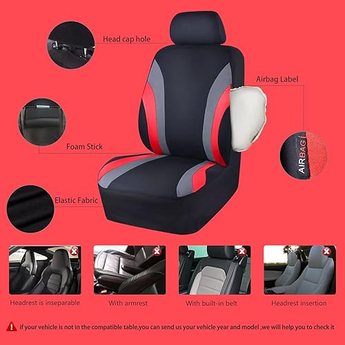 Miniatura 3 de CAR PASS Line Rider - Funda de asiento de automóvil de ajuste universal, 100% transpirable, con esponja compuesta de 0.197 in en el interior,