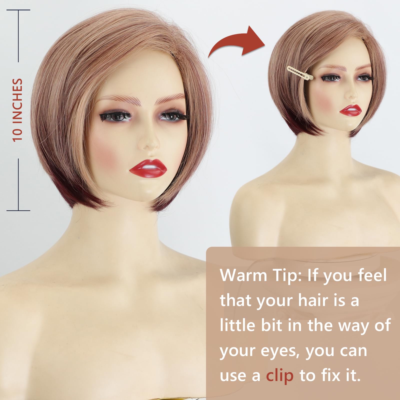Amazon.com : TISHINING Side Part Short Layered Bob Wigs for  display picture 2