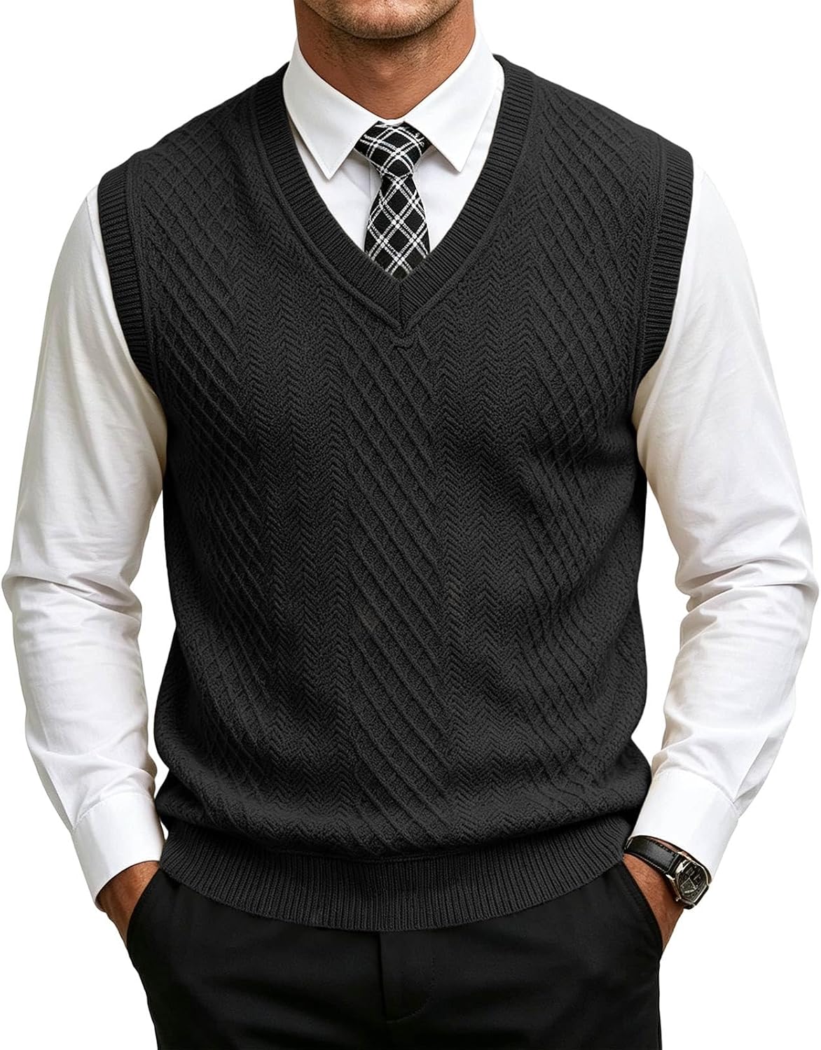eoeioa Mens Sweater Vest Lightweight Thermal Winter A002- Black Amazon promo code 50KMDGIU