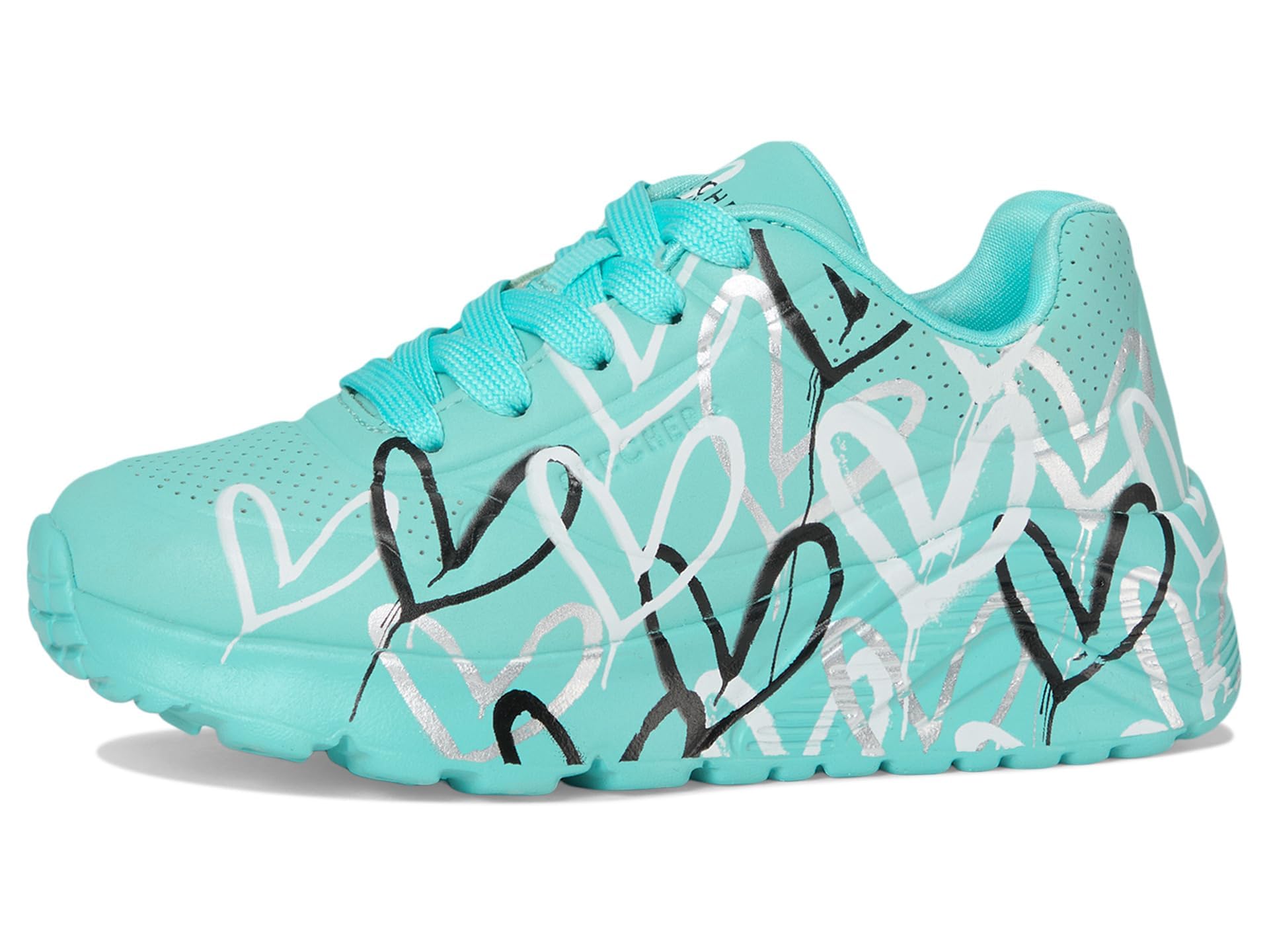Skechers Girls' UNO Lite Spread the Love, White/Light Purple