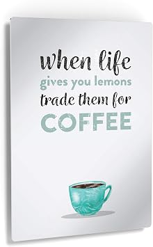 Smile Art Design When Life Gives You Lemons Trade Them For Coffee Quote Metal Wall Art Print Coffee Sign Kitchen Decor Quote Inspirational Gift Farmhouse Decor Restaurant Office Coffee Shop 17x11