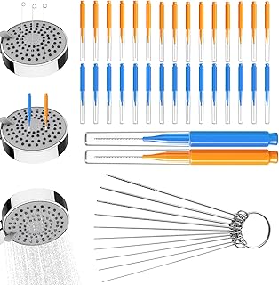 40 Pcs Shower Head Cleaner Tool, 30 Pcs Shower Head Cleaning Brush Picks for Unclogging Small Hole (15 Blue & 15 Orange), 10 Pcs Functional Nozzle Unclogger Tool with Storage Box for Showerhead
