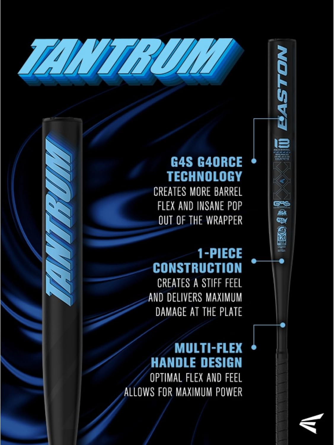 Easton | 2025 | Tantrum Slowpitch Softball Bat | USSSA | 13" Barrel | Balanced | 1-Piece