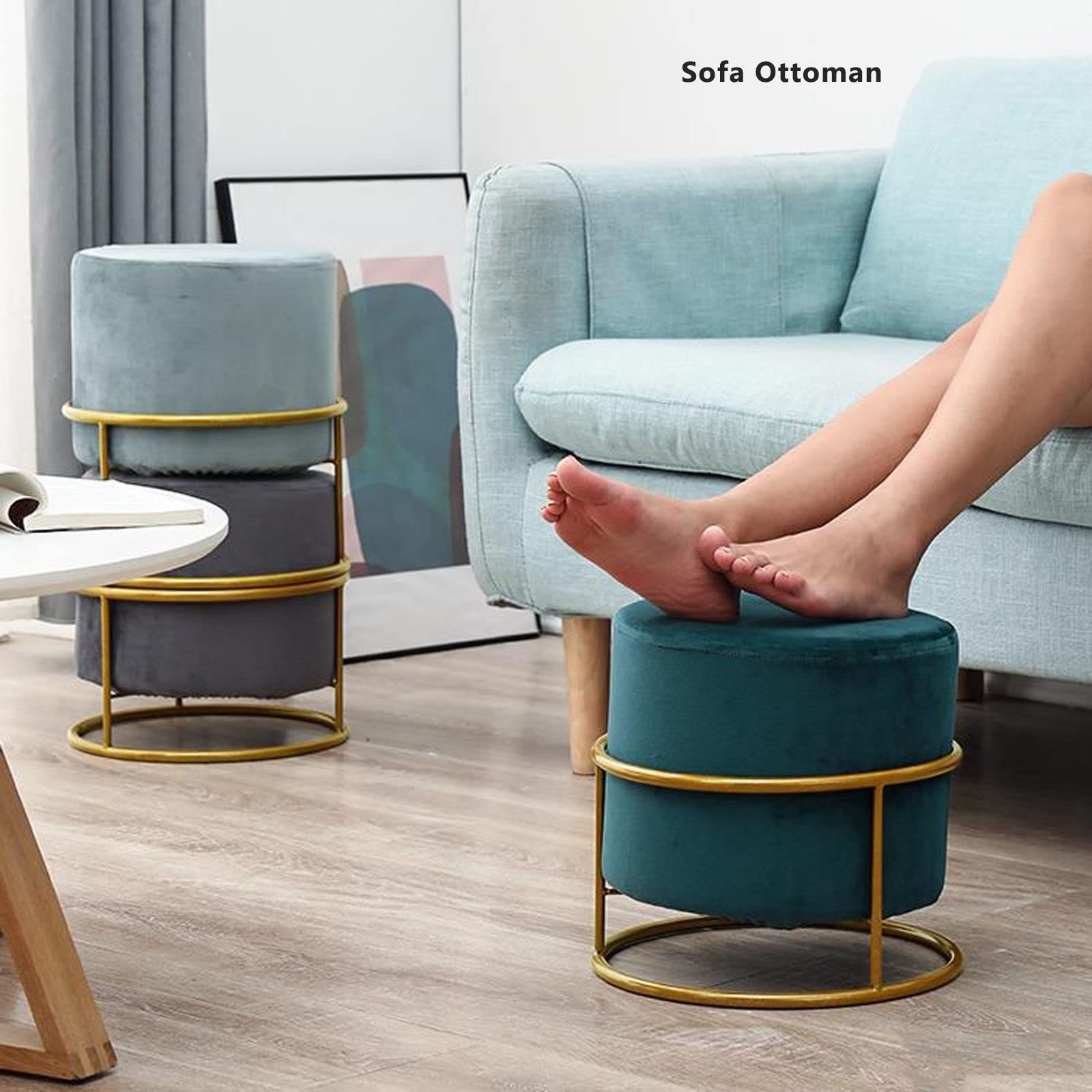 Amazon｜オットマンフットスツール、リビングルームファブリック