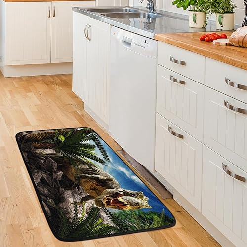 Miniatura 6 de KOBLEN Alfombras de cocina de dinosaurios tropicales, antideslizantes, lavables, absorbentes, de 20 x 39 pulgadas, acolchadas, antifatiga