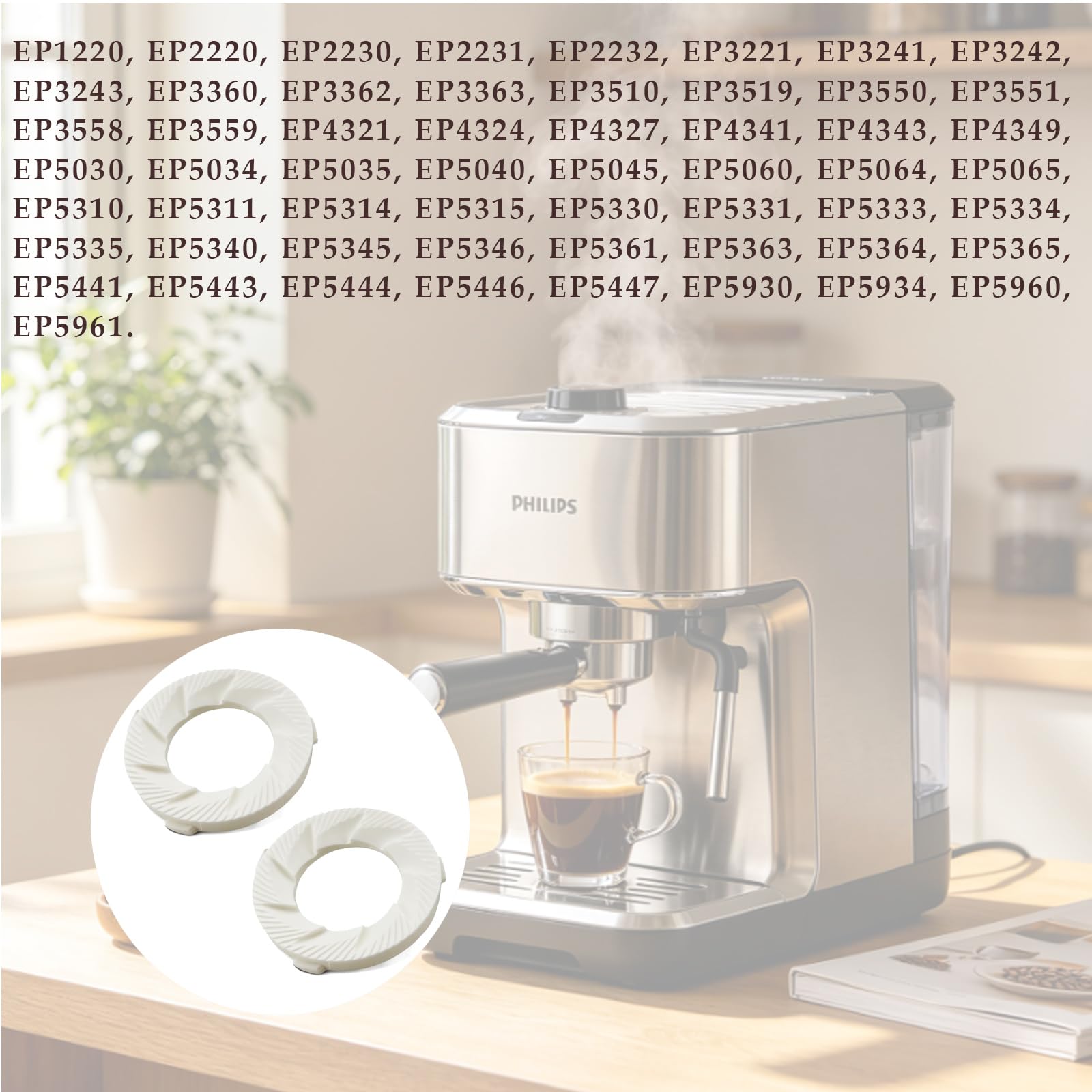 Set di 2 anelli di macinazione in ceramica per Philips Saeco Gaggia serie EP, macine per macchine da caffè e macchine da caffè, macinino di ricambio per motore smerigliatrice