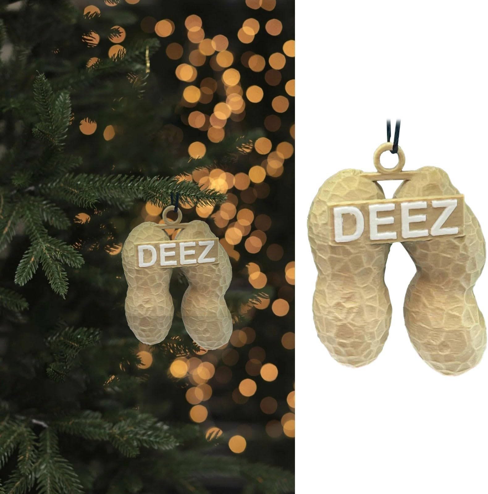 Deez Nuts Ornament Christmas Tree Hanging Ornaments Funny Novelty Nut Christmas Tree Ornaments Peanut Hanging Decor Funny Christmas Ornaments for Party Favor Gift for Pun Lovers